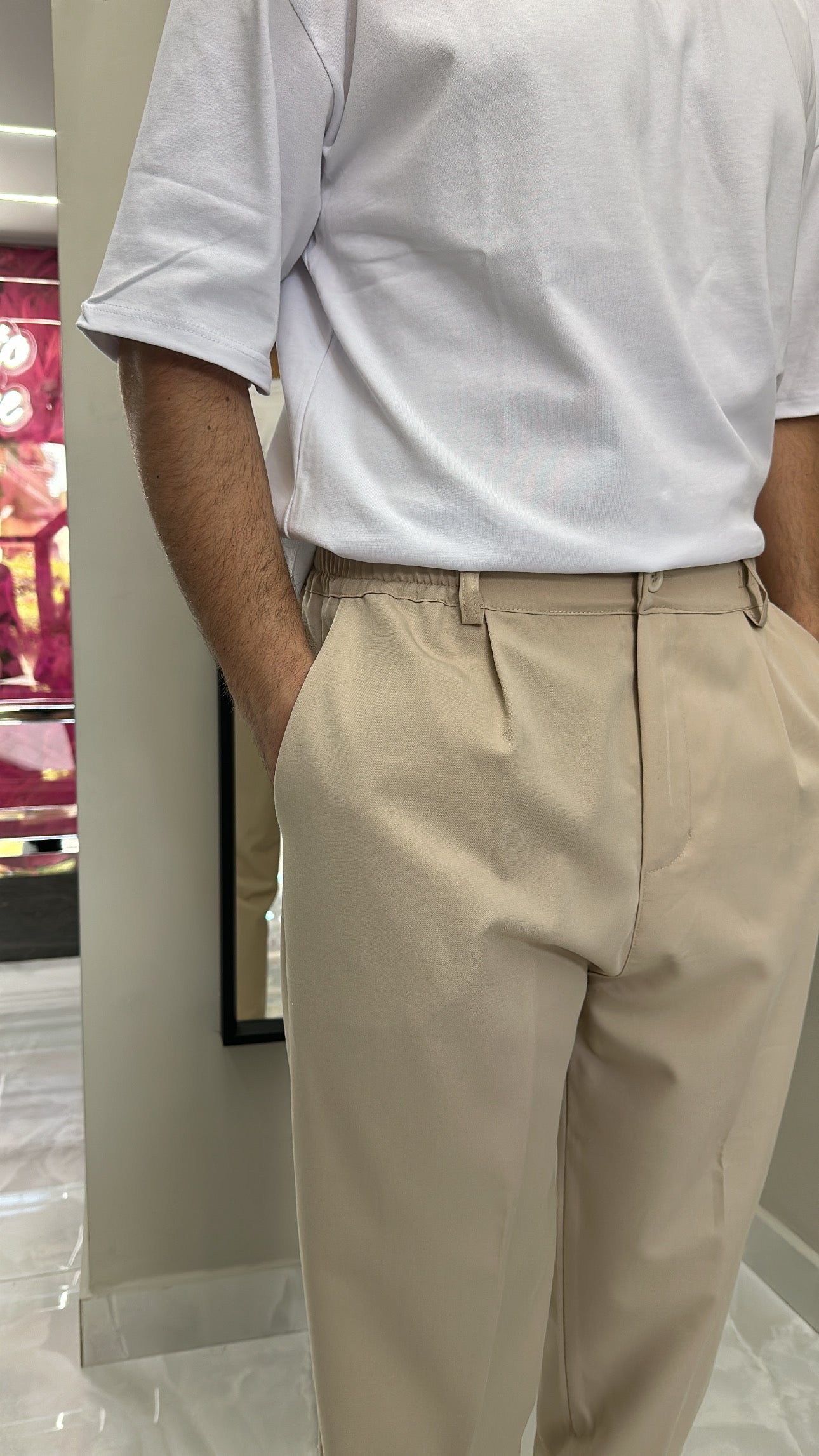 Pant.modello sartoriale beige